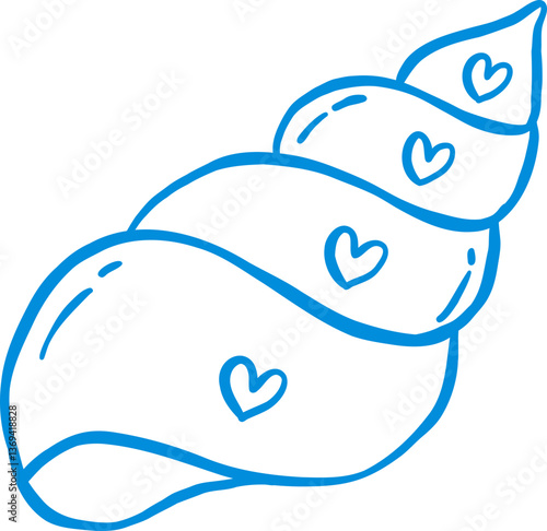 Cone Shell Seashell Outline Playful Hand Draw