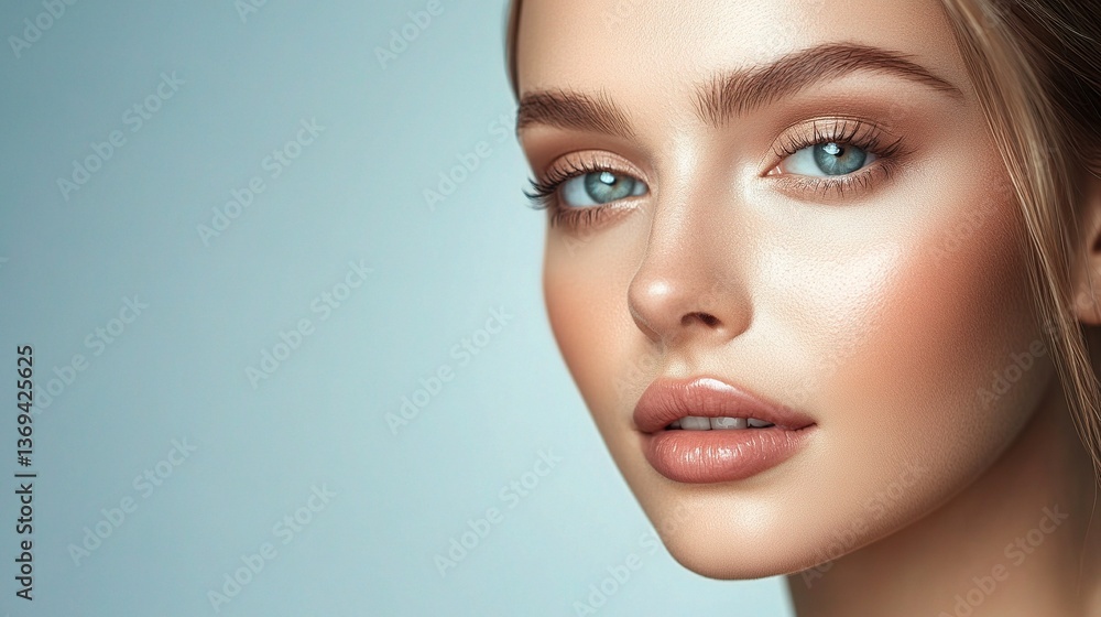 Stunning Soft Focus Beauty Shot of Woman with Glowing Skin Stunning Soft Focus Beauty Shot of Woman with Glowing Skin
