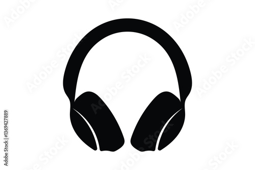 Headphone silhouette vector Minimalist style isolate outline vector illustration