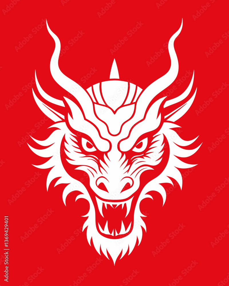 Japanese Dragon Head Symbol SVG Vector on White Background Japanese Dragon Head Symbol SVG Vector on White Background