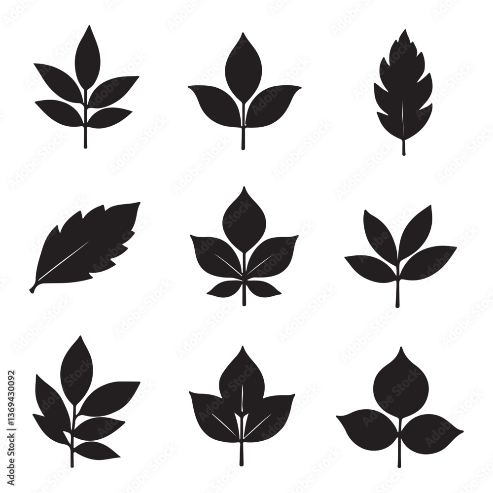 Silhouette Leaf icons Logo in Modern Vector Style Unique Shape Silhouette Leaf icons Logo in Modern Vector Style Unique Shape