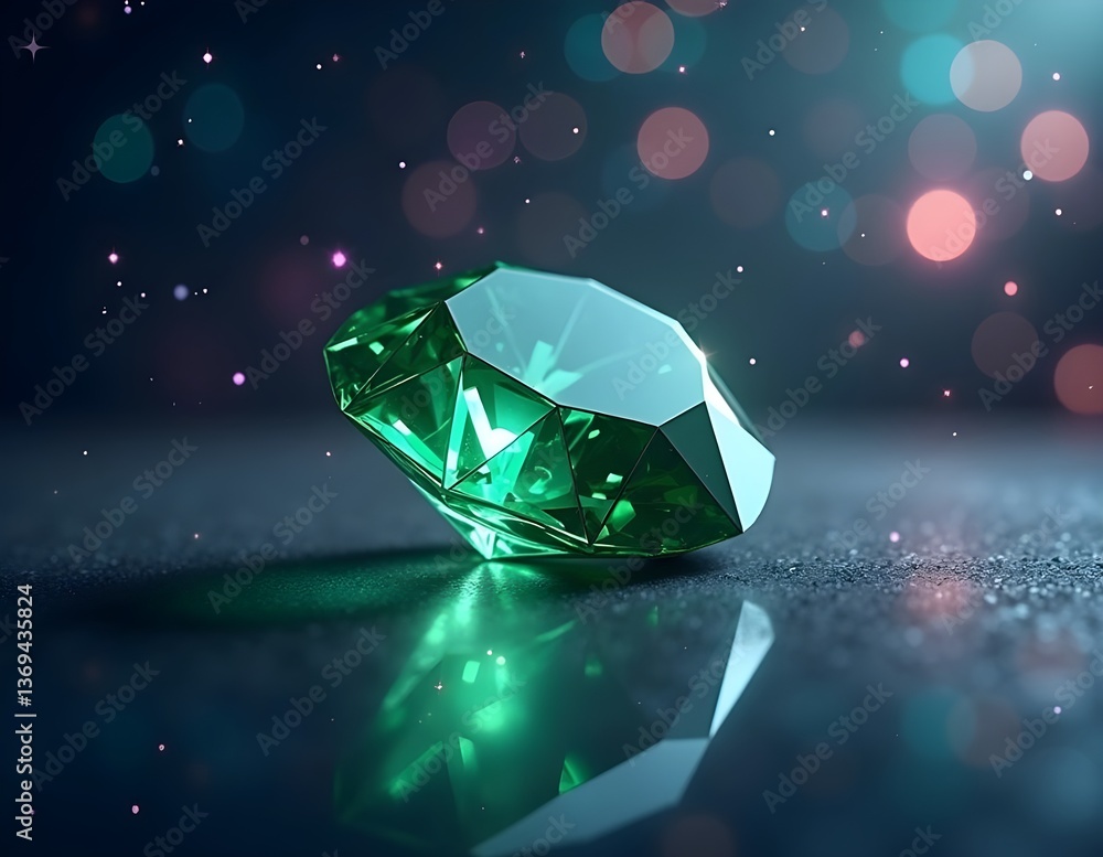 A radiant crystal gemstone gleams brilliantly against an abstract luxury background, exuding sophistication and opulence.