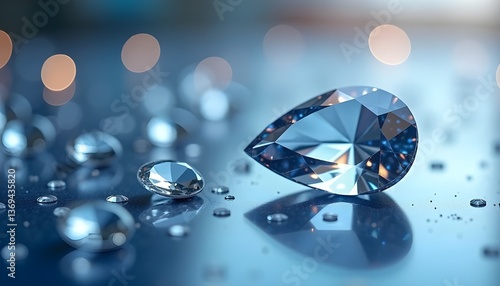 A radiant crystal gemstone gleams brilliantly against an abstract luxury background, exuding sophistication and opulence.
