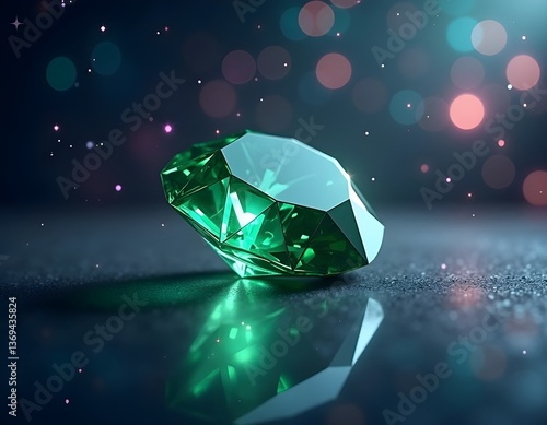 Obraz na płótnie A radiant crystal gemstone gleams brilliantly against an abstract luxury background, exuding sophistication and opulence.
w salonie