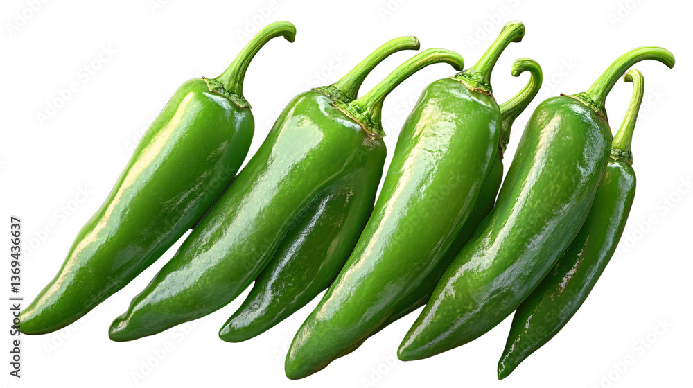 Green Chili Peppers: A close-up captures a vibrant array of fresh, green chili peppers. The image showcases their glossy skin, and textured details. Green Chili Peppers: A close-up captures a vibrant array of fresh, green chili peppers. The image showcases their glossy skin, and textured details.