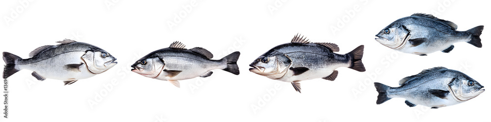 A group of different species of fish swimming together in an aquatic environment including various types of freshwater and saltwater fish A group of different species of fish swimming together in an aquatic environment including various types of freshwater and saltwater fish