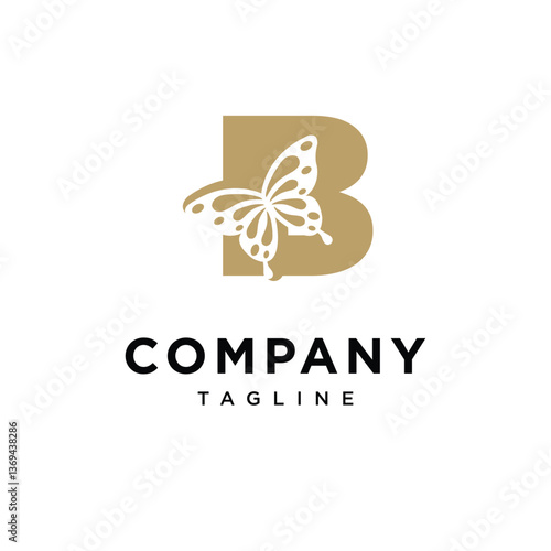 Letter B Butterfly Gold Logo Icon Vector