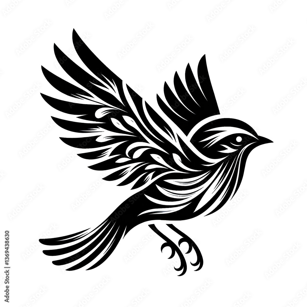 Fototapeta premium bird tattoo design silhouette