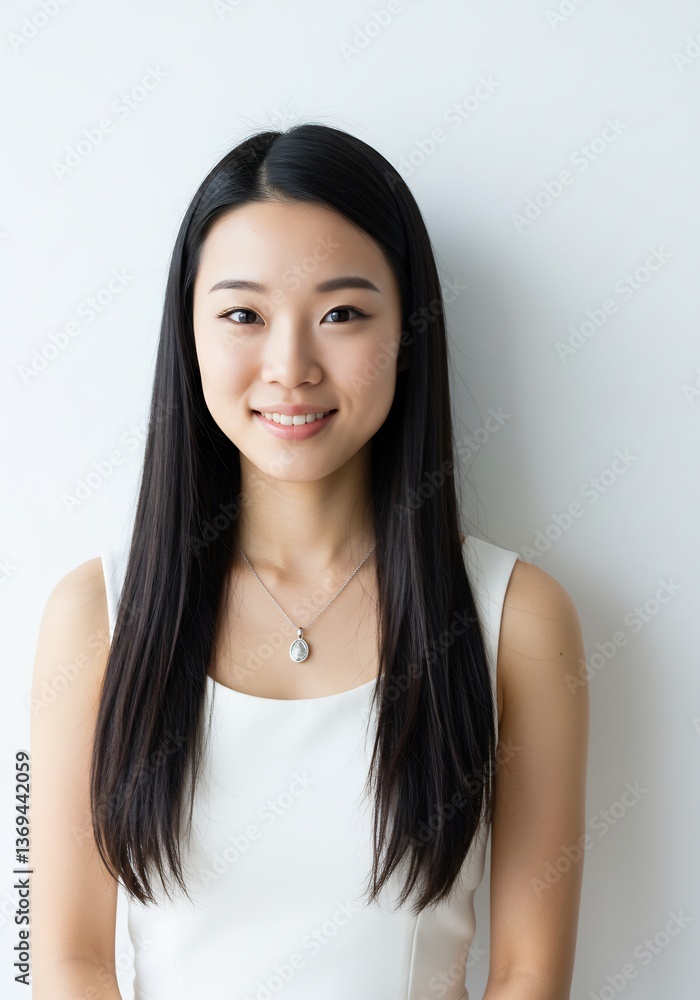 Smiling woman portrait soft light clean background. AI Generated Smiling woman portrait soft light clean background. AI Generated