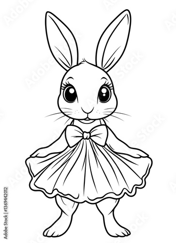 Bunny in Tutu Coloring Page