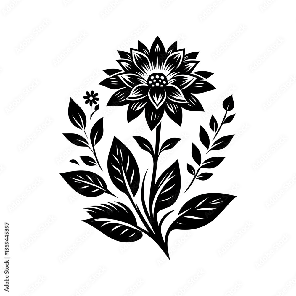 black and white flower black and white flower