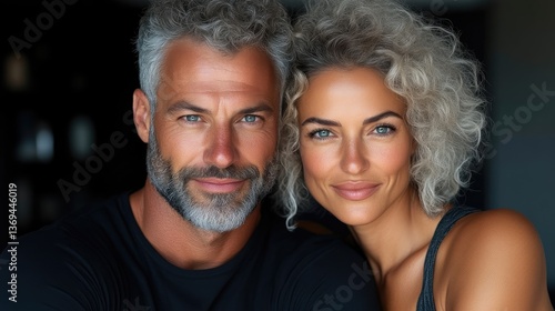 Happy mature couple close-up portrait