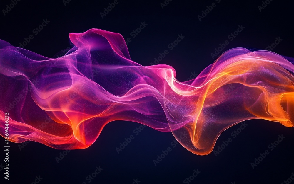 Abstract glowing vibrant colorful smoke flowing in dark background. Abstract glowing vibrant colorful smoke flowing in dark background.