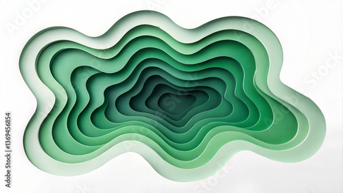 Wallpaper Mural Abstract cut paper white background greencolor tune organic shape deep Droste infinite zoom Kaleidoscopic  Torontodigital.ca