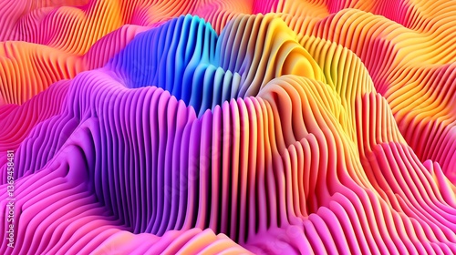 Colorful wavy and striped abstract art with vibrant spectral colors