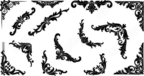 Vintage Ornamental Border and Frame Collection – Decorative Floral & Geometric Elements. Elegant corner embellishment design element

