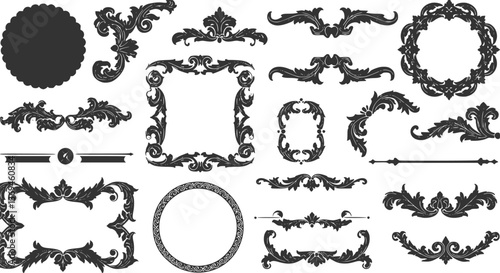 Vintage Ornamental Border and Frame Collection – Decorative Floral & Geometric Elements. Elegant corner embellishment design element
