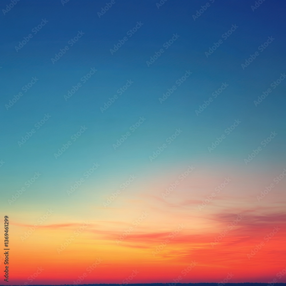 Fototapeta premium Sunset sky gradient, vibrant colors, horizon view, tranquil scene