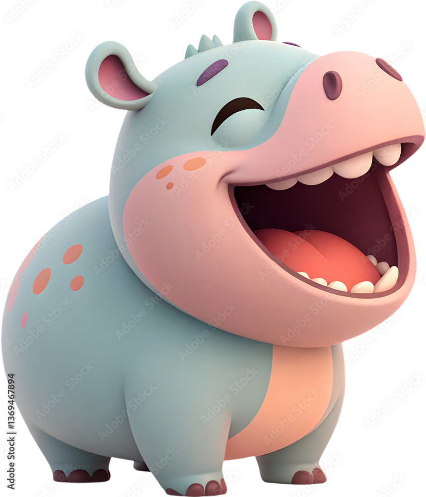 Adorable hippo cartoon with a playful smile and cute pose. Adorable hippo cartoon with a playful smile and cute pose.