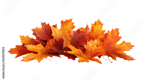 Autumn's Embrace: A vibrant heap of colorful autumn leaves, showcasing a range of hues, from golden yellows to fiery oranges and deep reds, bringing the beauty of the season