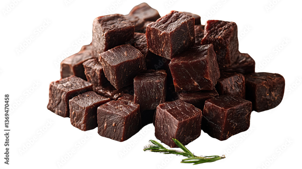 Savory Cuts: An appetizing pile of perfectly diced beef, presenting a rich, dark hue, inviting culinary creations, ready for cooking. Savory Cuts: An appetizing pile of perfectly diced beef, presenting a rich, dark hue, inviting culinary creations, ready for cooking.