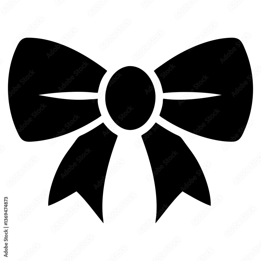 Silhouette ribbon bow vector icon in black and white design Silhouette ribbon bow vector icon in black and white design