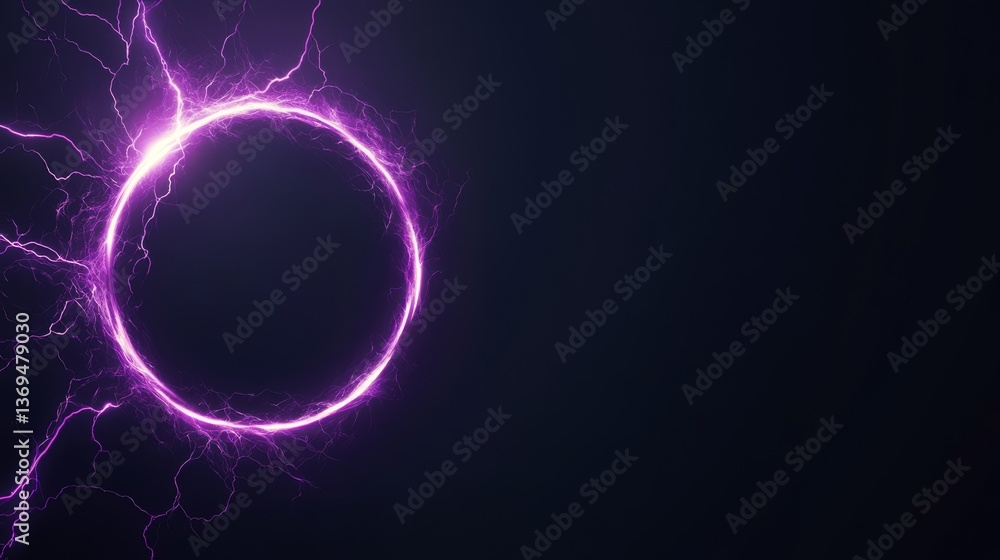 Purple Lightning Circle on Dark Background, energy , plasma Purple Lightning Circle on Dark Background, energy , plasma