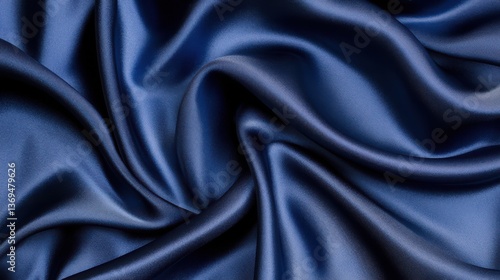 Wallpaper Mural Lustrous waves of dark blue fabric unfold, creating a rich, textured landscape of folds and shadows. Torontodigital.ca