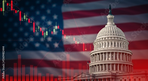 Wallpaper Mural US Capitol Building Stock Market Decline Chart Torontodigital.ca