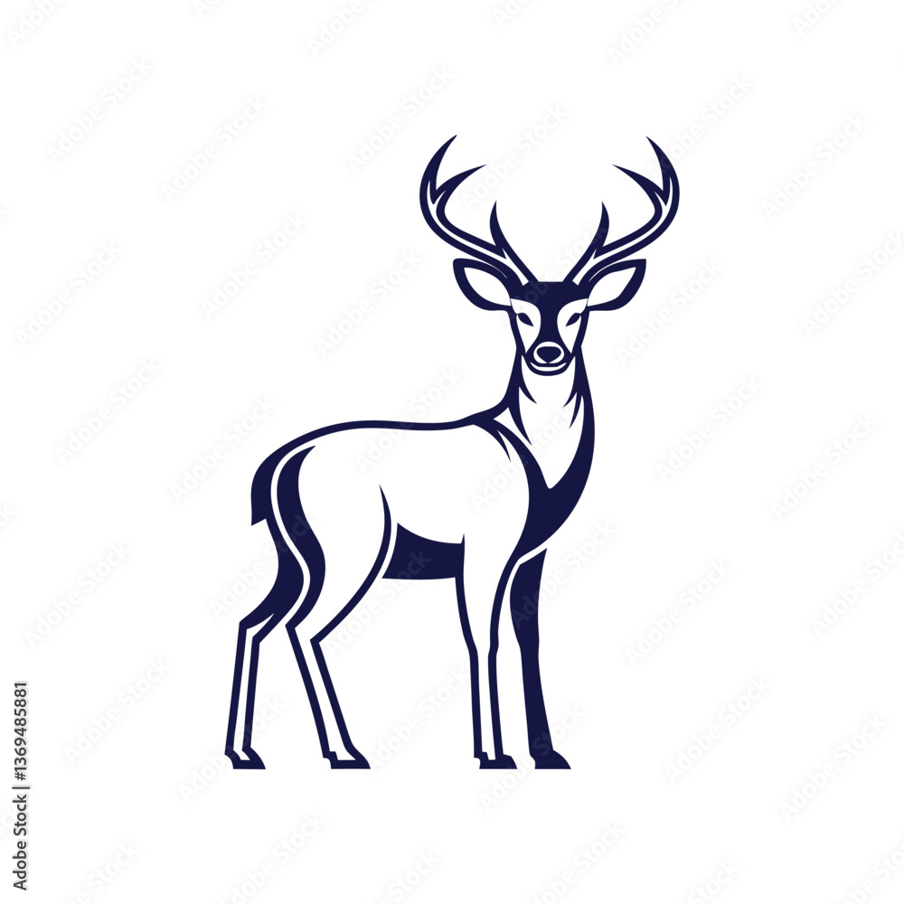 Fototapeta premium Deer Vector Silhouette Isolated on white background.