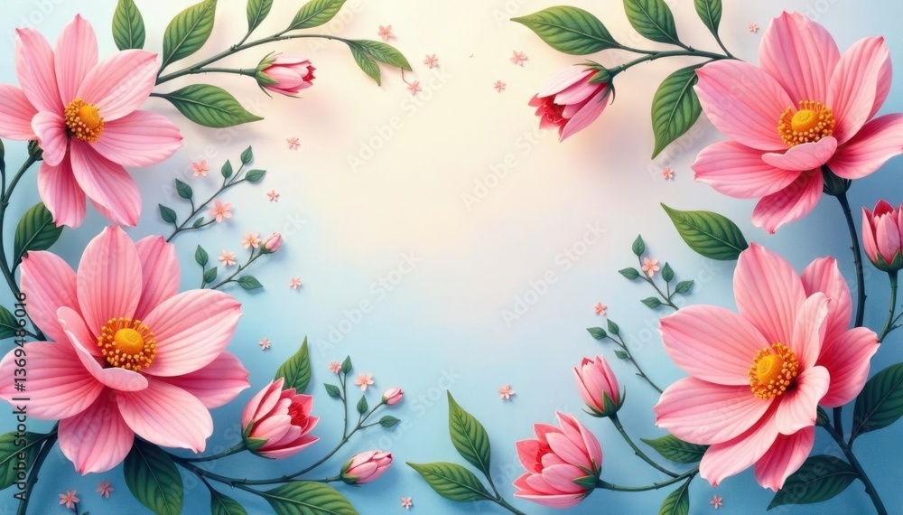 Interwoven floral motif, soft pastel shades, flowing lines, textile, subtle, summer Interwoven floral motif, soft pastel shades, flowing lines, textile, subtle, summer