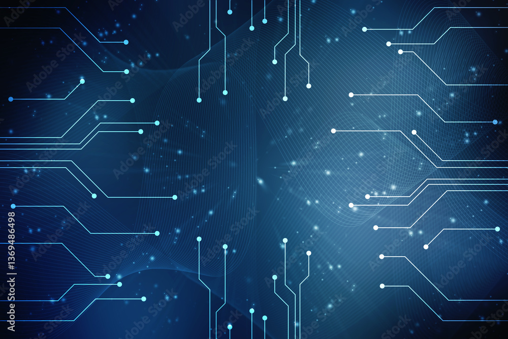 Obraz premium Abstract futuristic circuit board Illustration, Circuit board with various technology elements. Abstract Futuristic technology lines