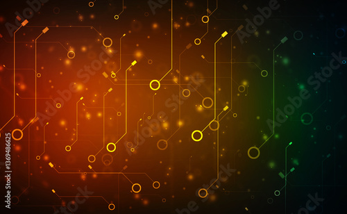 Abstract futuristic circuit board Illustration, Circuit board with various technology elements. Abstract Futuristic technology lines