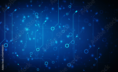 Abstract futuristic circuit board Illustration, Circuit board with various technology elements. Abstract Futuristic technology lines