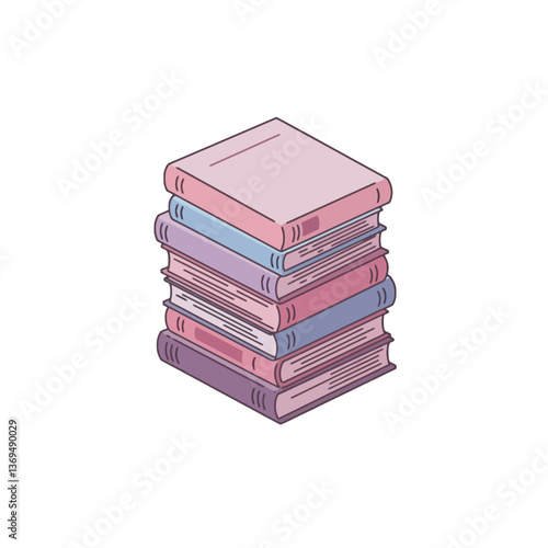 A colorful stack of books in isometric view