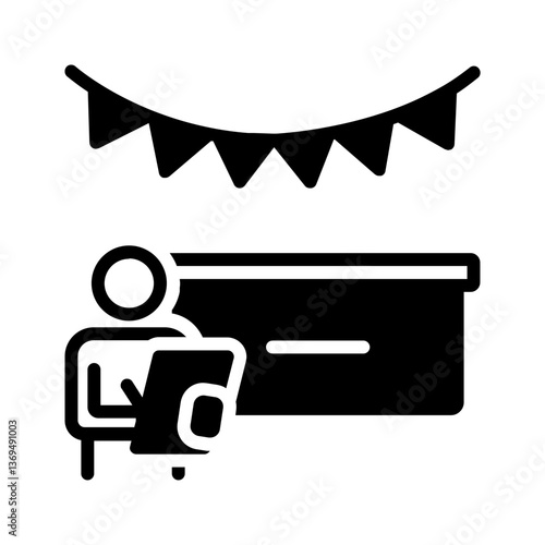 Vector solid black icon for Event agency