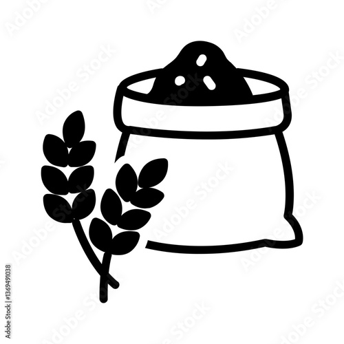 Vector solid black icon for organic fertilizer