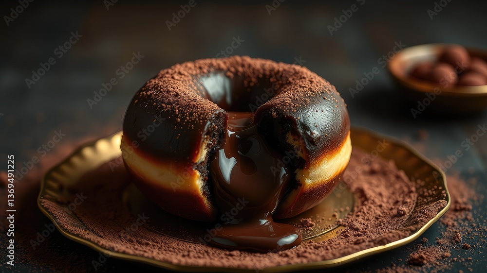 Fototapeta premium Donut images, Double Chocolate Lava Donut