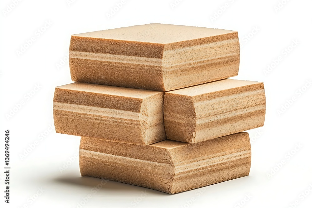 Stacked Beige Foam Blocks for White Background. Stacked Beige Foam Blocks for White Background.