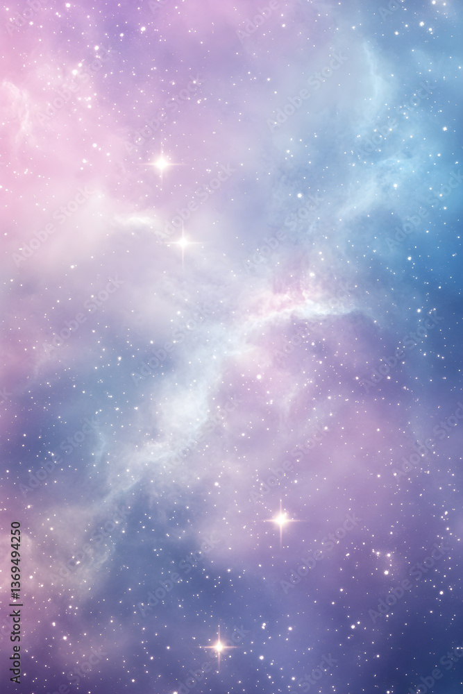 Fototapeta premium Celestial Symphony: Twinkling Stars Amidst a Pastel Galaxy Dreamscape