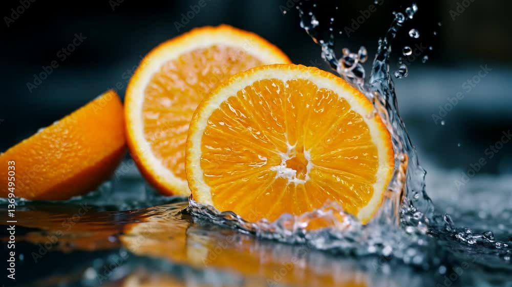 Super Slow Motion Shot of Fresh Orange Slices Super Slow Motion Shot of Fresh Orange Slices