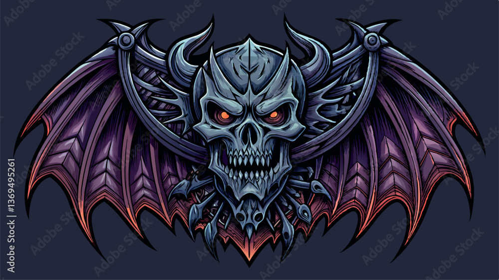 Fototapeta premium Print skull death metal vector