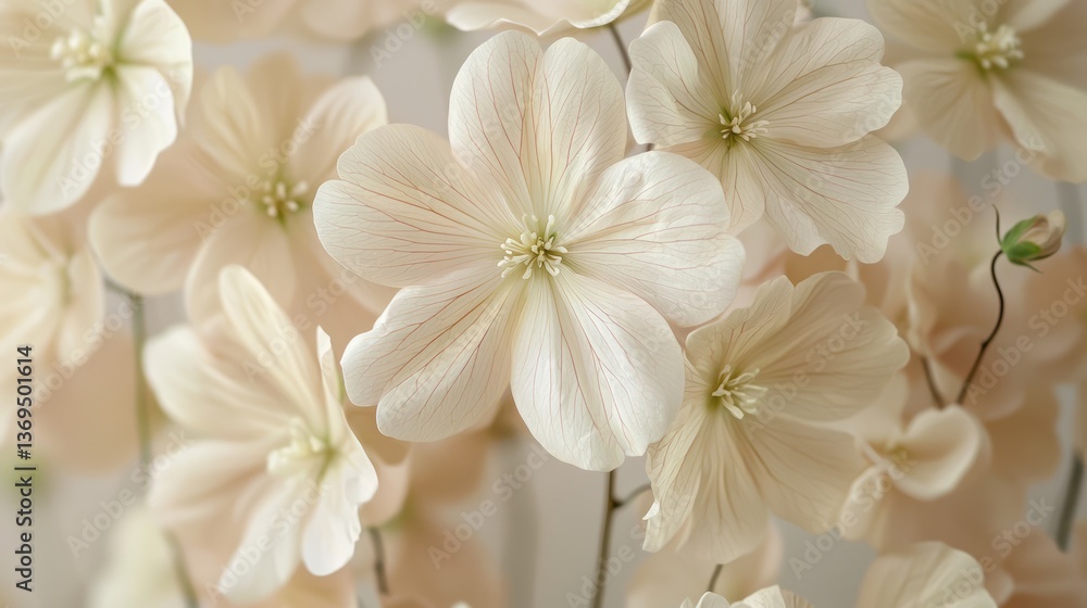 Many delicate pale beige flowers arranged close together bloom beautifully Many delicate pale beige flowers arranged close together bloom beautifully