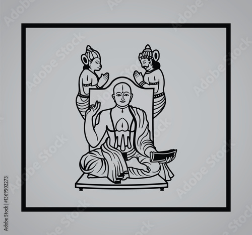 Jagadguru Madhvacharya Maharaj 
A detailed and spiritually enriching vector illustration of Jagadguru Madhvacharya Maharaj, the great philosopher and founder of the Dvaita (dualism) school of Vedanta