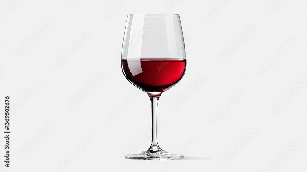 Elegant Red Wine Glass Filled with Deep Burgundy Wine on Simple White Elegant Red Wine Glass Filled with Deep Burgundy Wine on Simple White
