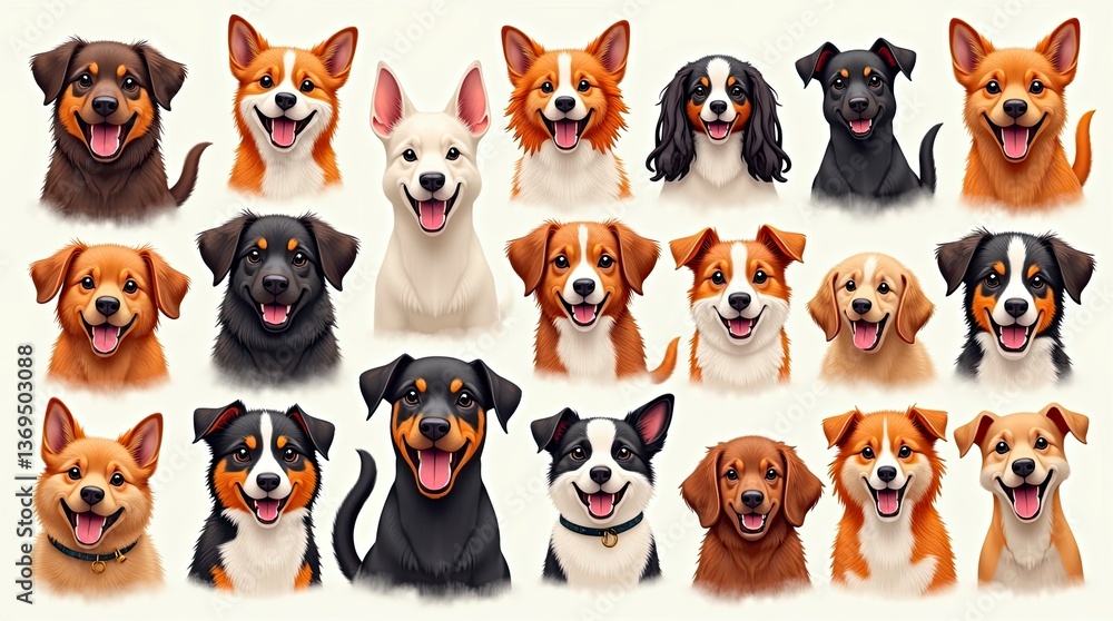 Group of various dogs gathering together in a bright and vibrant outdoor setting full of energy and joyful spirit Group of various dogs gathering together in a bright and vibrant outdoor setting full of energy and joyful spirit