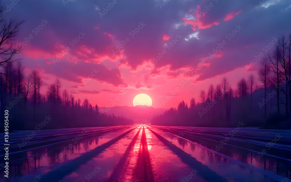 Fototapeta premium sunset on the road