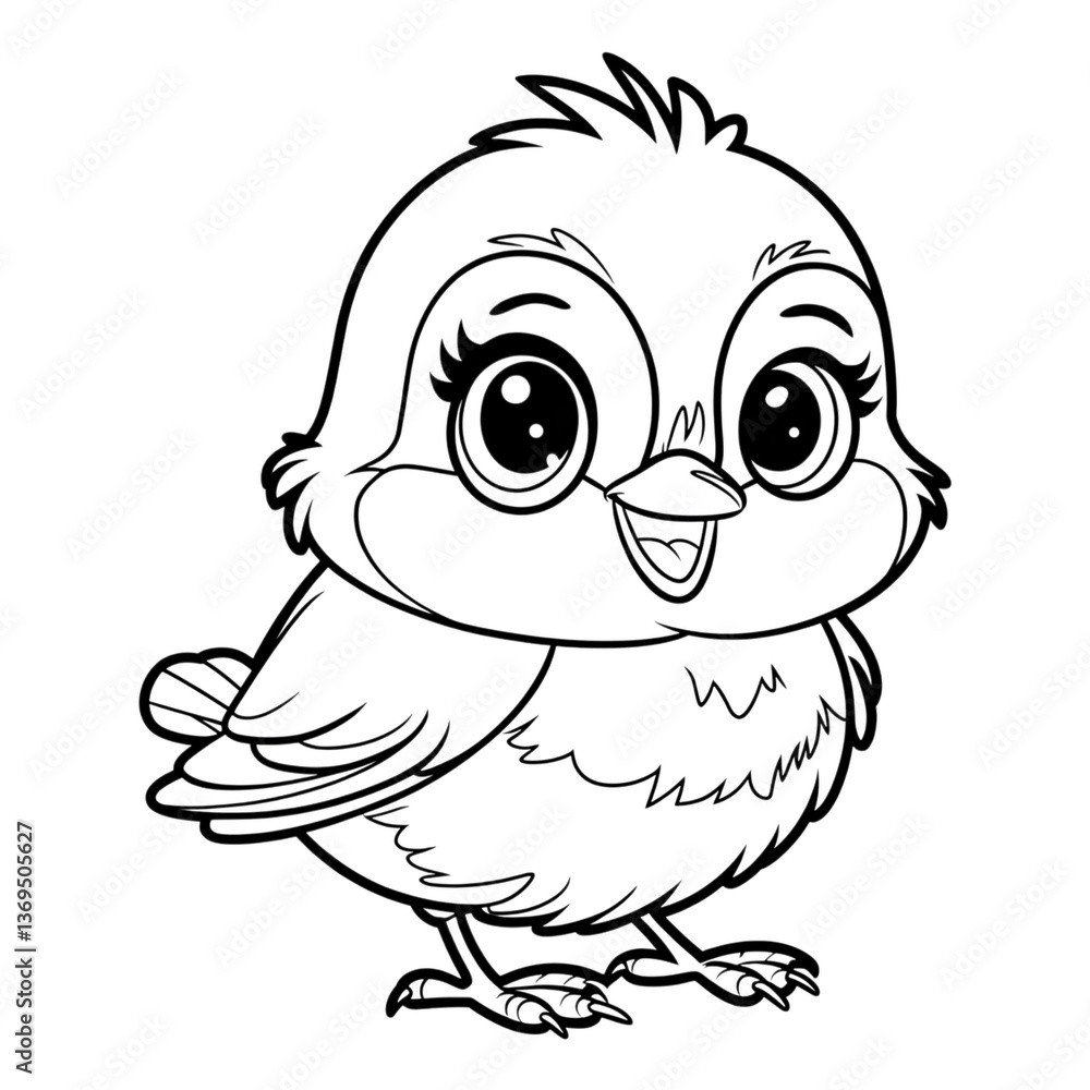 Adorable cartoon bird in line art Adorable cartoon bird in line art