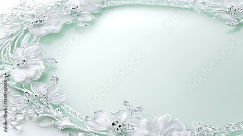 An elegant floral frame with white blossoms and sparkling embellishments