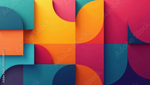 Geometric abstract shapes, vibrant color blocks Modern seamless tileable backdrop , contemporary, vibrant